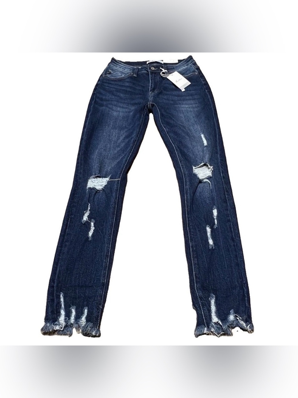 Kancan High Rise Skinny Crop Jeans Women’s Size 28 Blue Stretch Destructed NWT